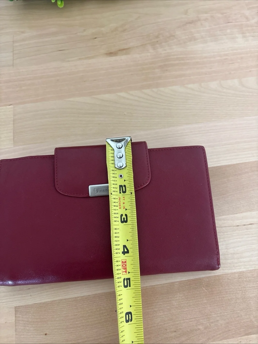 Red Leather Clutch Wallet with Metal Accent - Unbranded